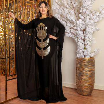 Dubai  Chiffon Jalabiya- Embroidered