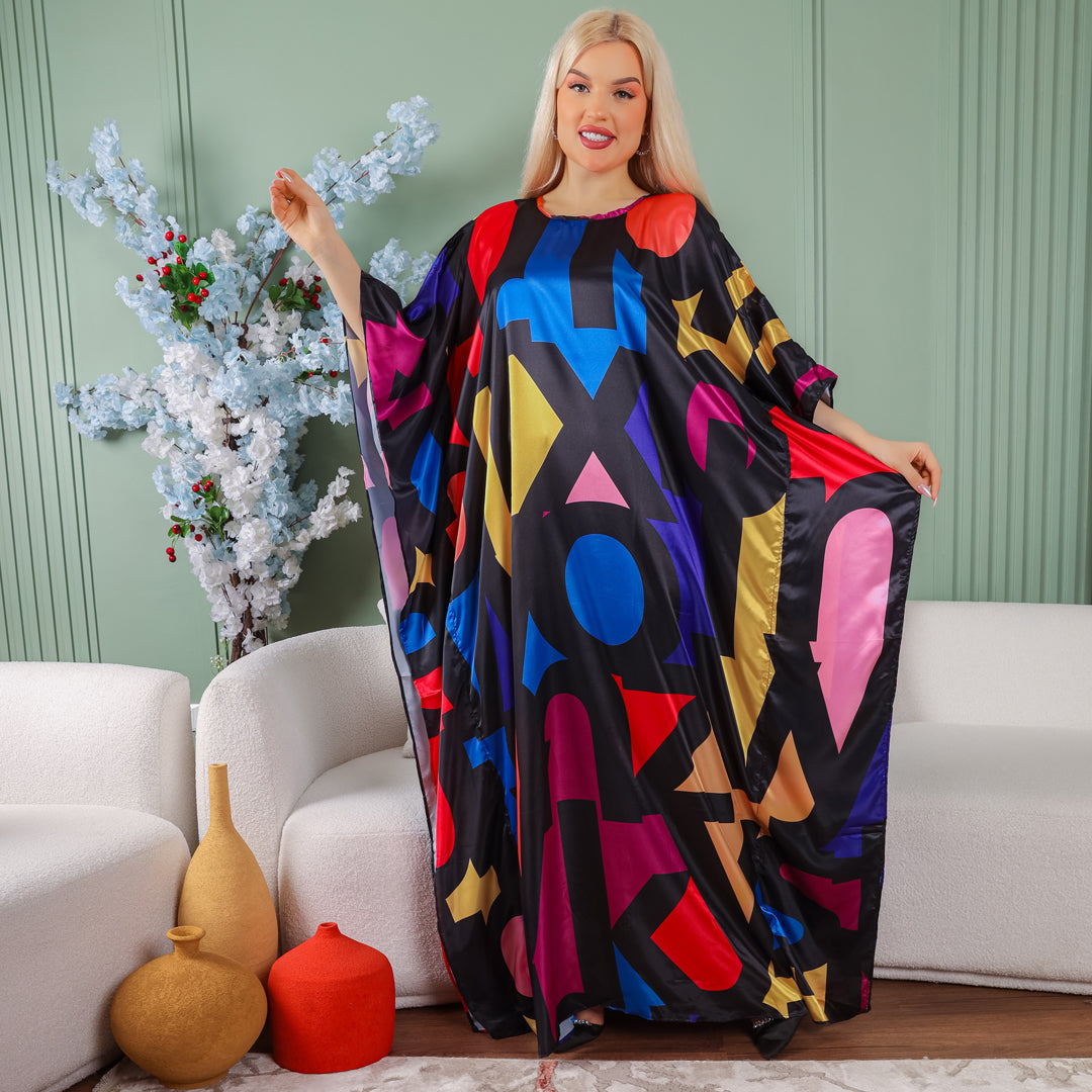 Dubai Silky Satin Jalabiya - Printed