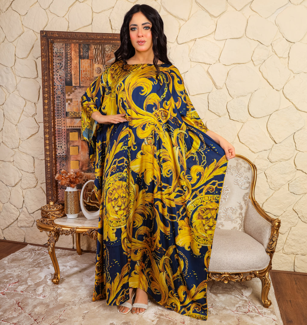 Dubai Silky Satin Jalabiya - Printed