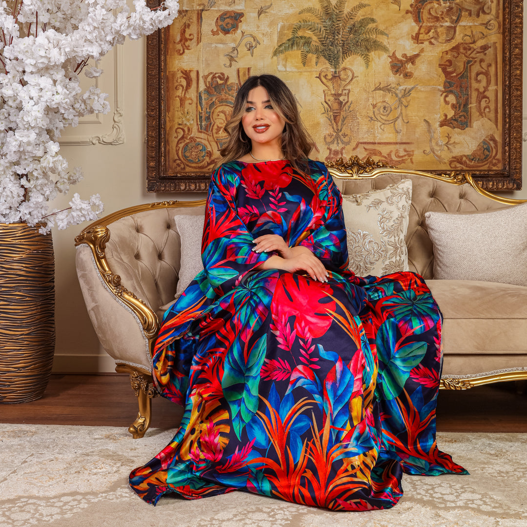 Dubai Silky Satin Jalabiya - Printed