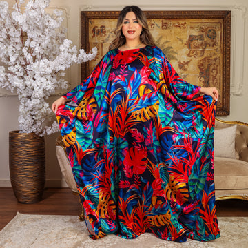 Dubai Silky Satin Jalabiya - Printed