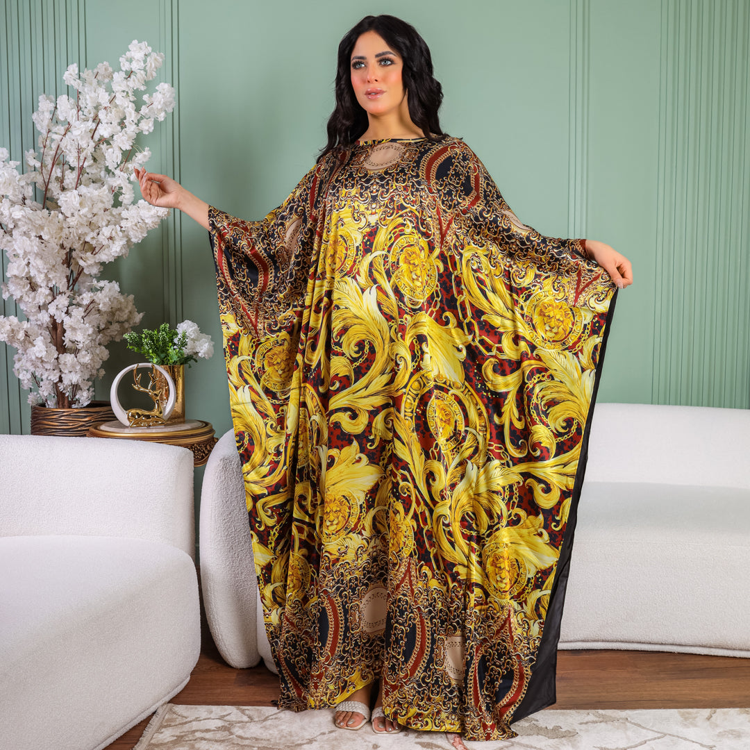 Dubai Silky Satin Jalabiya - Printed