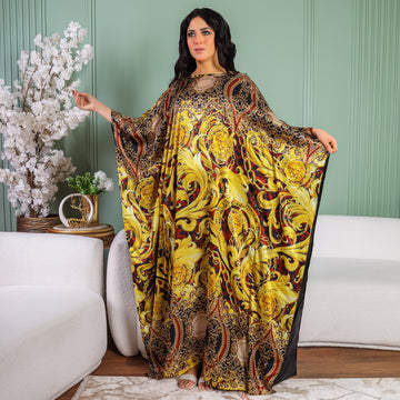 Dubai Silky Satin Jalabiya - Printed