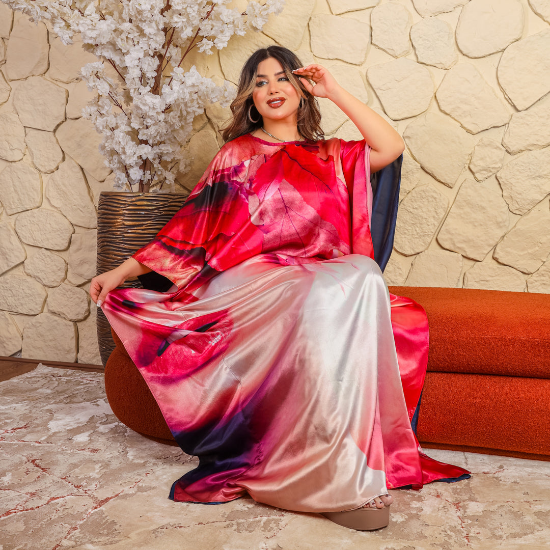 Dubai Silky Satin Jalabiya - Printed
