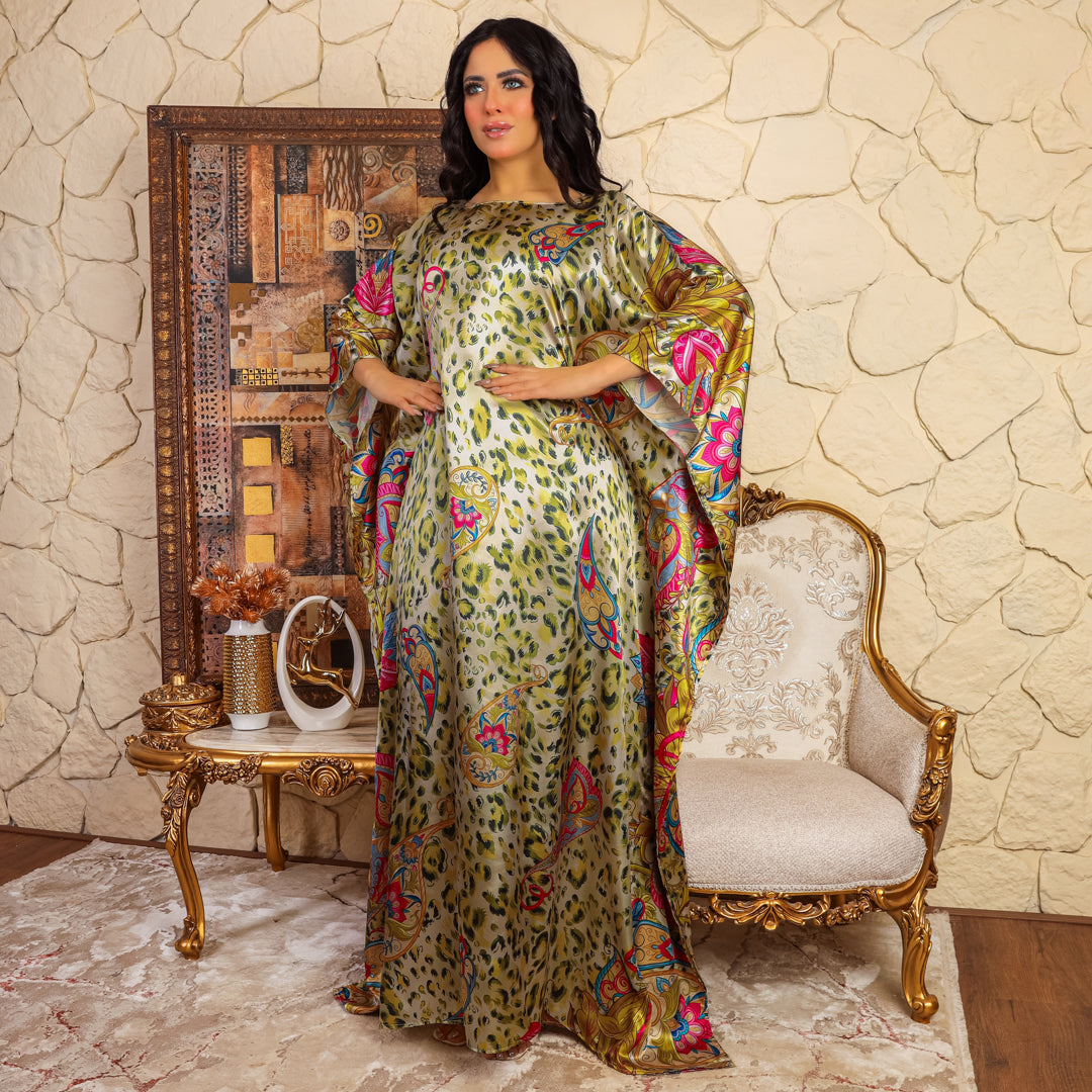Dubai Silky Satin Jalabiya - Printed