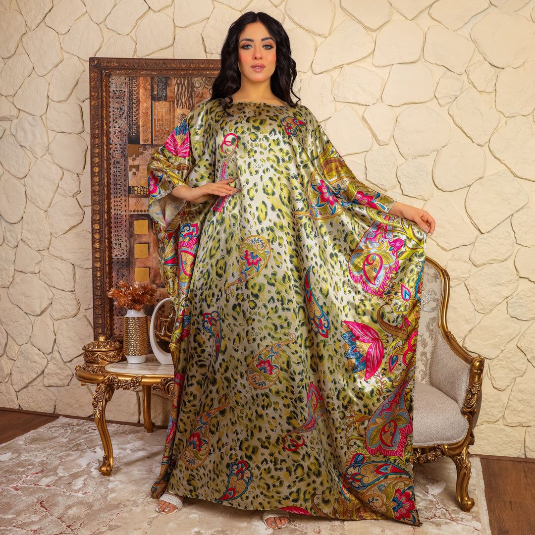 Dubai Silky Satin Jalabiya - Printed