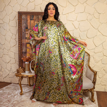 Dubai Silky Satin Jalabiya - Printed