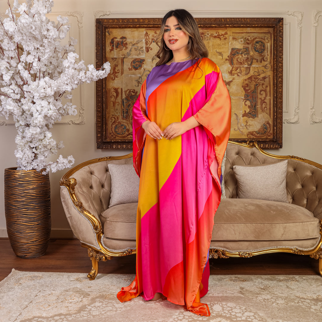 Dubai Silky Satin Jalabiya - Printed