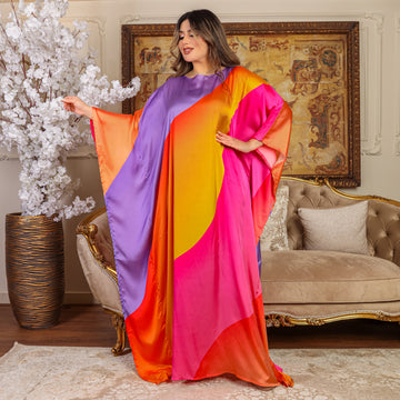 Dubai Silky Satin Jalabiya - Printed