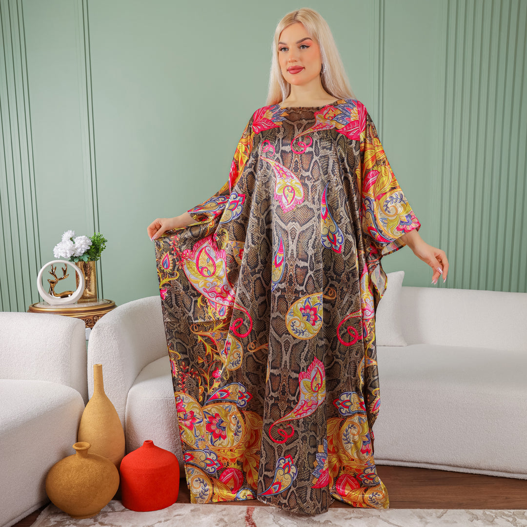 Dubai  Silky Satin Jalabiya - Printed