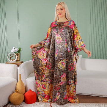 Dubai  Silky Satin Jalabiya - Printed