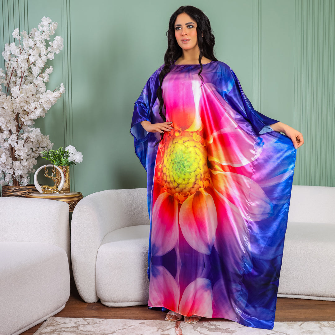Dubai Silky Satin Jalabiya - Printed