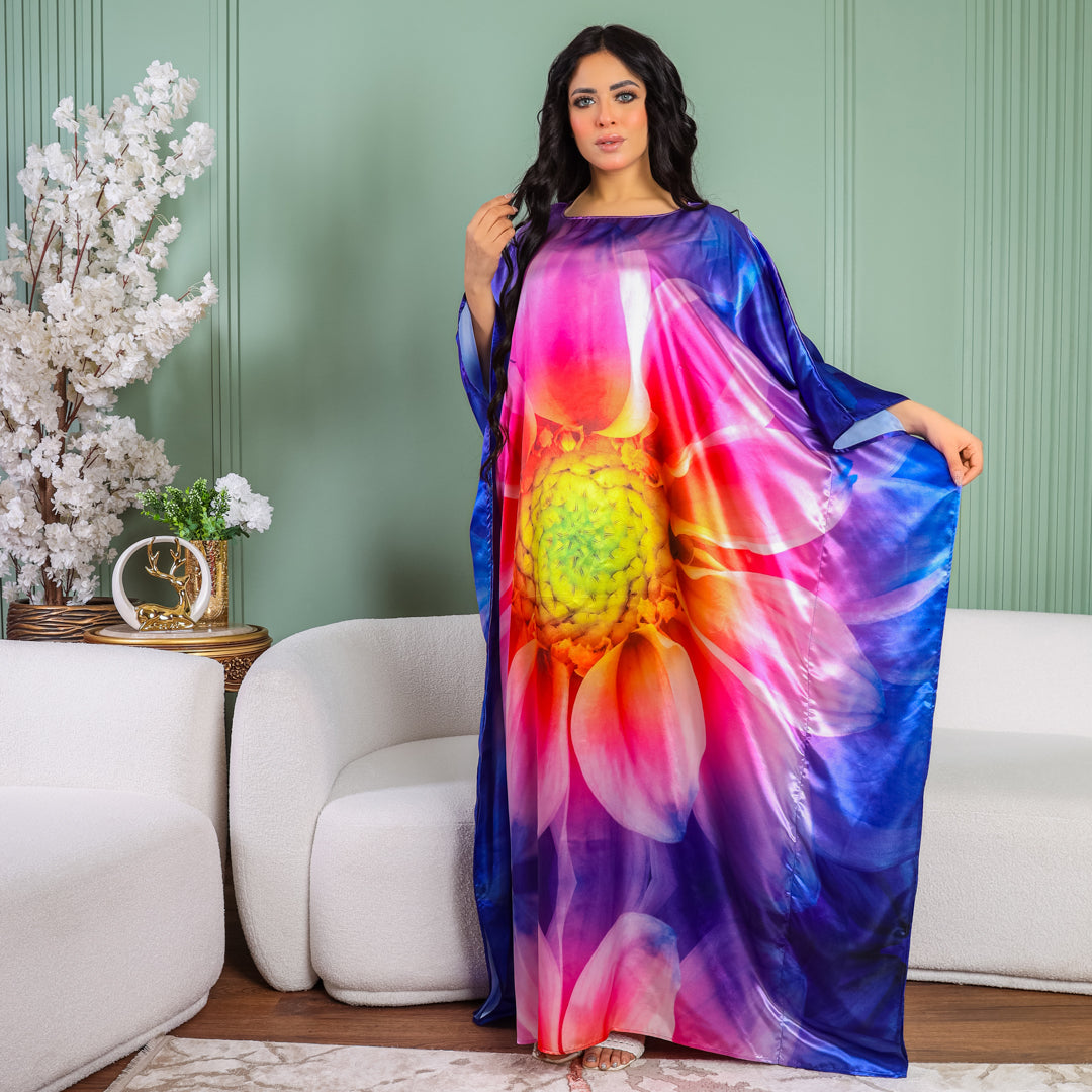Dubai  Silky Satin Jalabiya - Printed