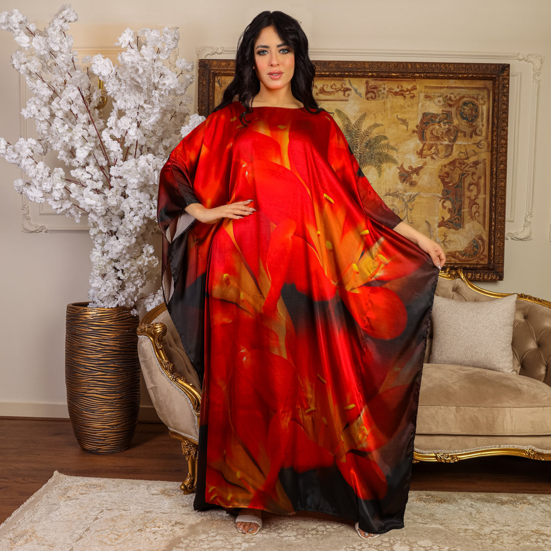 Dubai Silky Satin Jalabiya - Printed