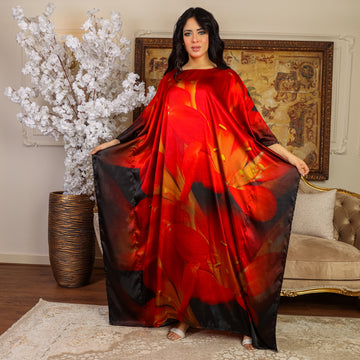 Dubai Silky Satin Jalabiya - Printed