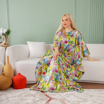 Dubai Silky Satin Jalabiya - Printed