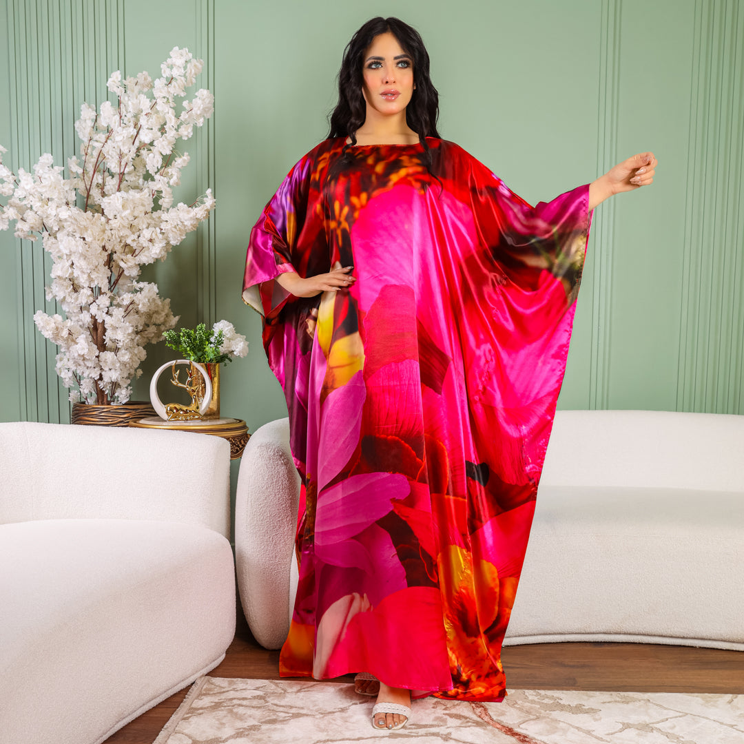 Dubai Silky Satin Jalabiya - Printed