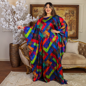 Dubai Silky Satin Jalabiya - Printed