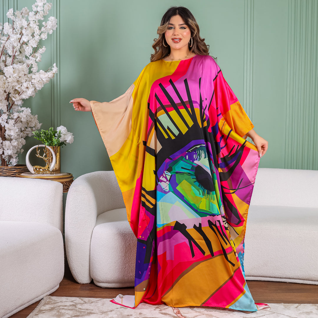 Dubai  Silky Satin Jalabiya - Printed