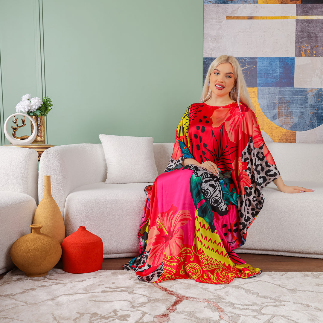 Dubai  Silky Satin Jalabiya - Printed