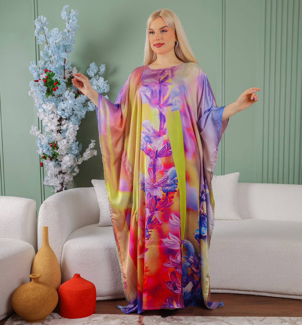 Dubai  Silky Satin Jalabiya - Printed