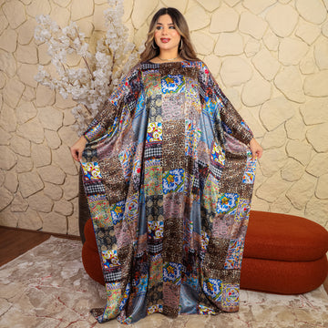 Dubai Silky Satin Jalabiya - Printed