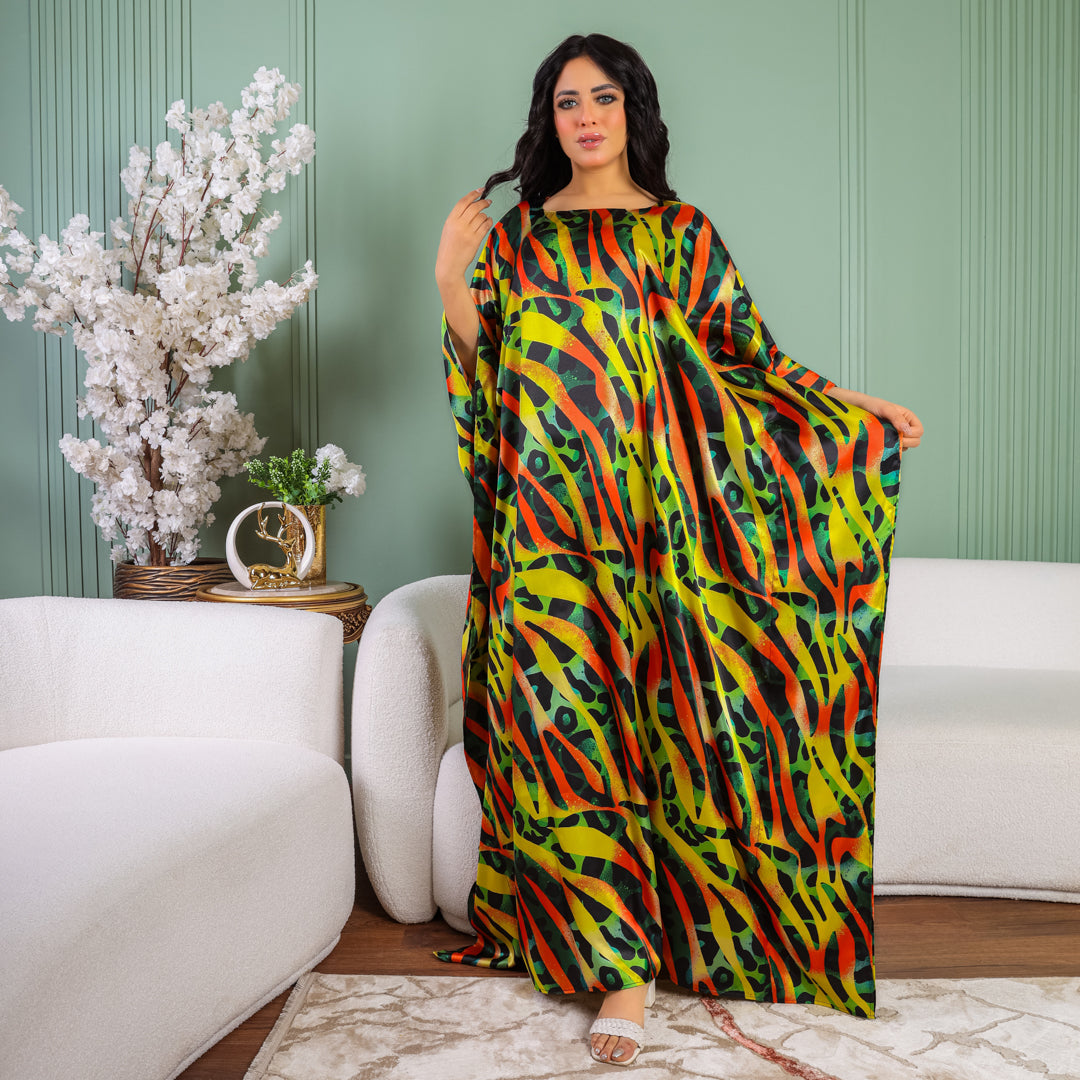 Dubai  Silky Satin Jalabiya - Printed