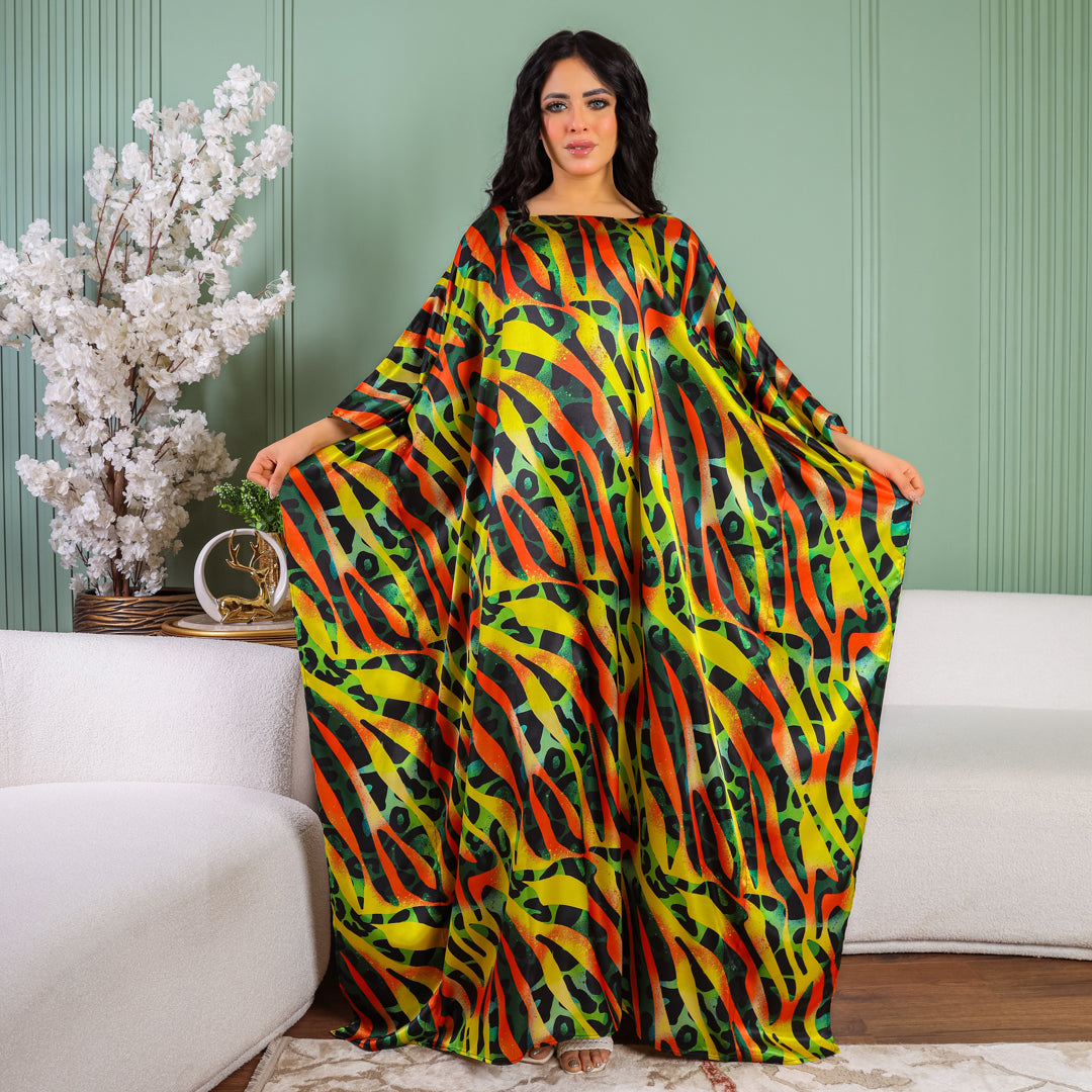 Dubai Silky Satin Jalabiya - Printed