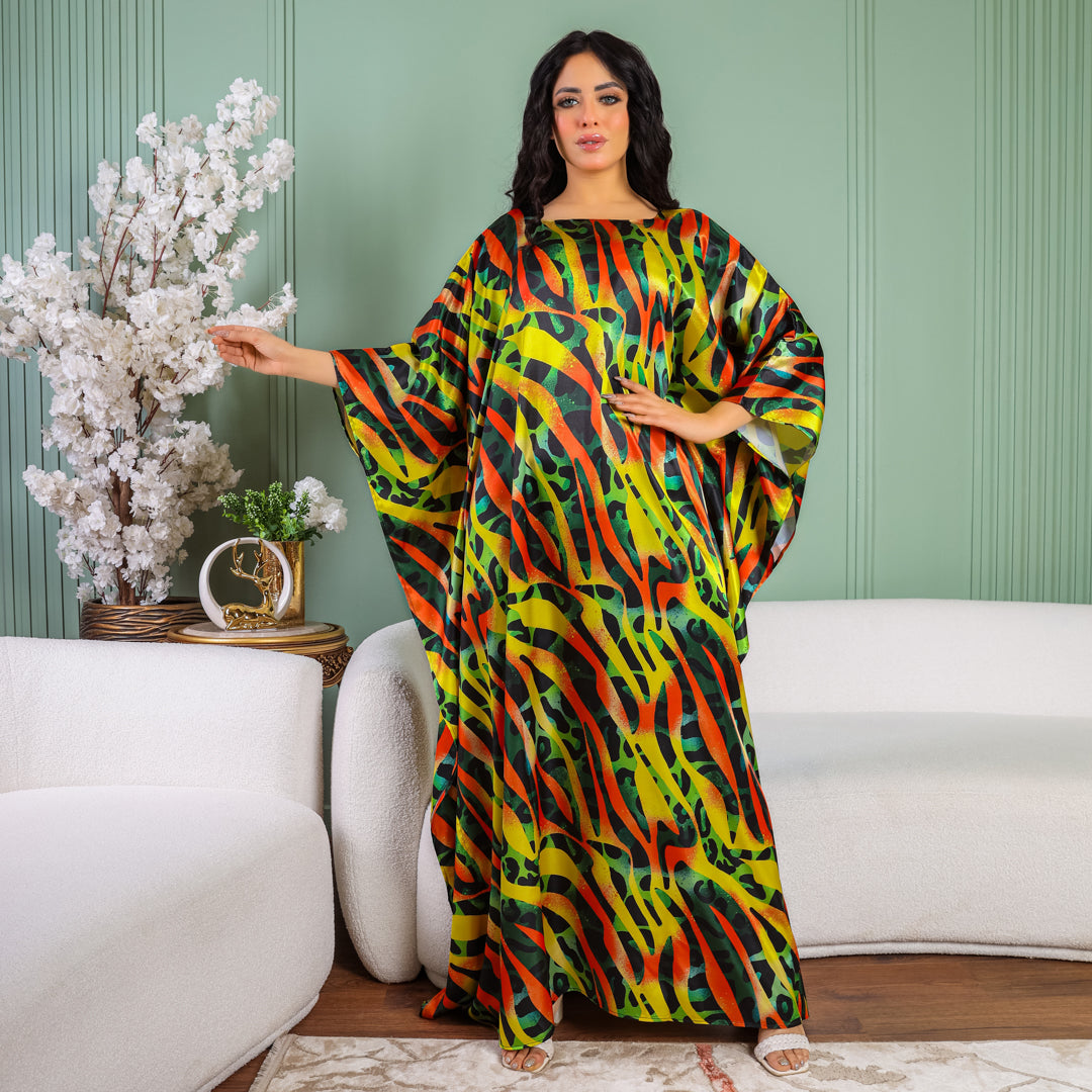 Dubai  Silky Satin Jalabiya - Printed