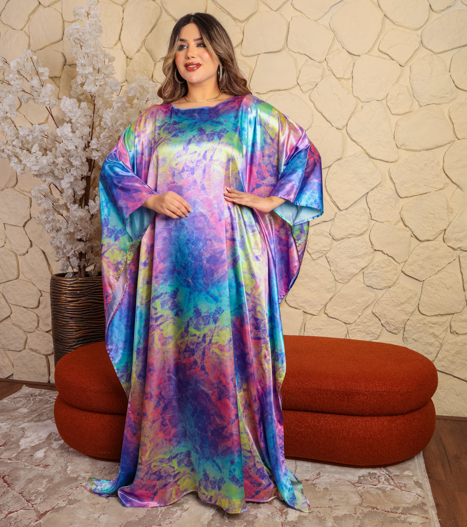 Dubai Silky Satin Jalabiya - Printed