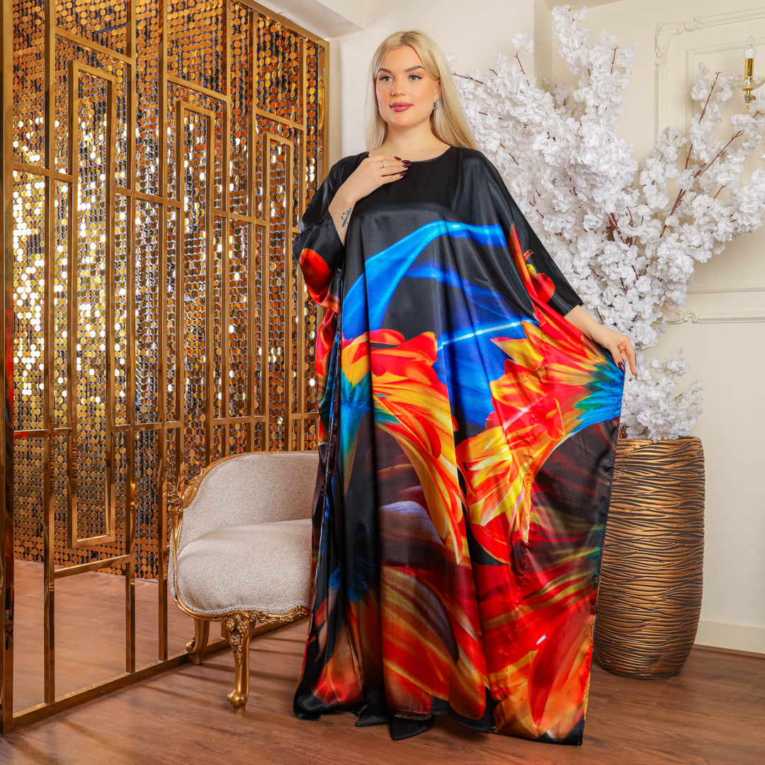 Dubai Silky Satin Jalabiya - Printed