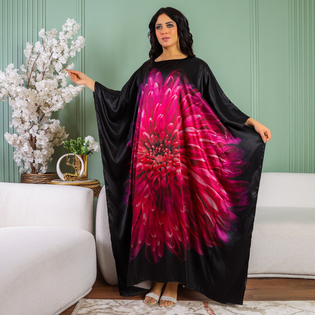 Dubai Silky Satin Jalabiya - Printed