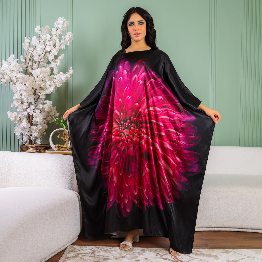 Dubai Silky Satin Jalabiya - Printed