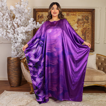 Dubai Silky Satin Jalabiya - Printed