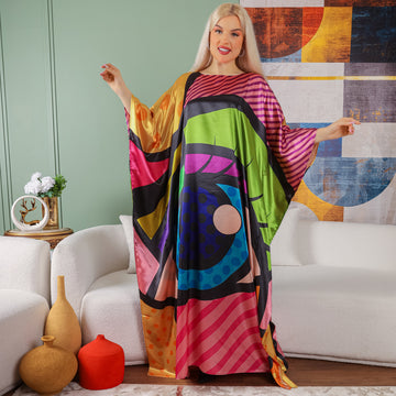 Dubai Silky Satin Jalabiya - Printed