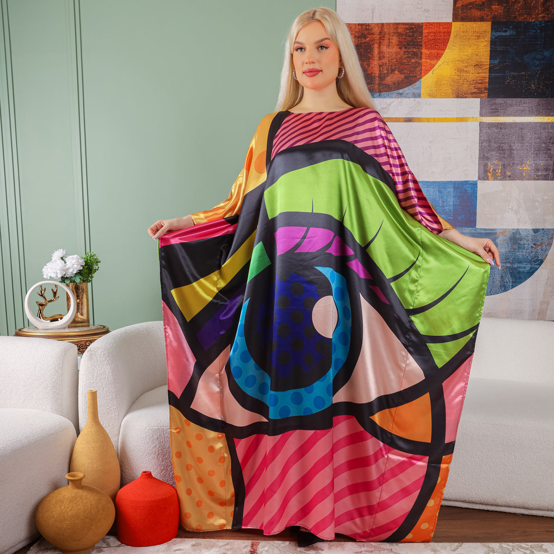 Dubai Silky Satin Jalabiya - Printed