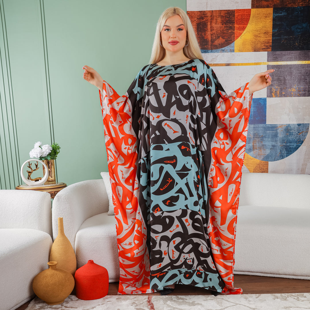 Dubai  Silky Satin Jalabiya - Printed