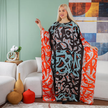 Dubai Silky Satin Jalabiya - Printed