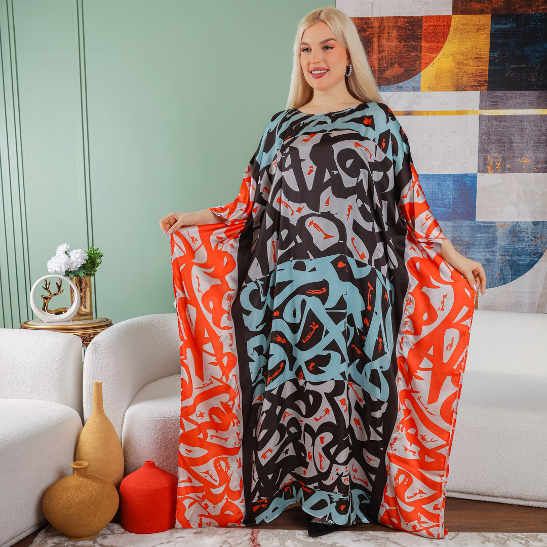 Dubai  Silky Satin Jalabiya - Printed