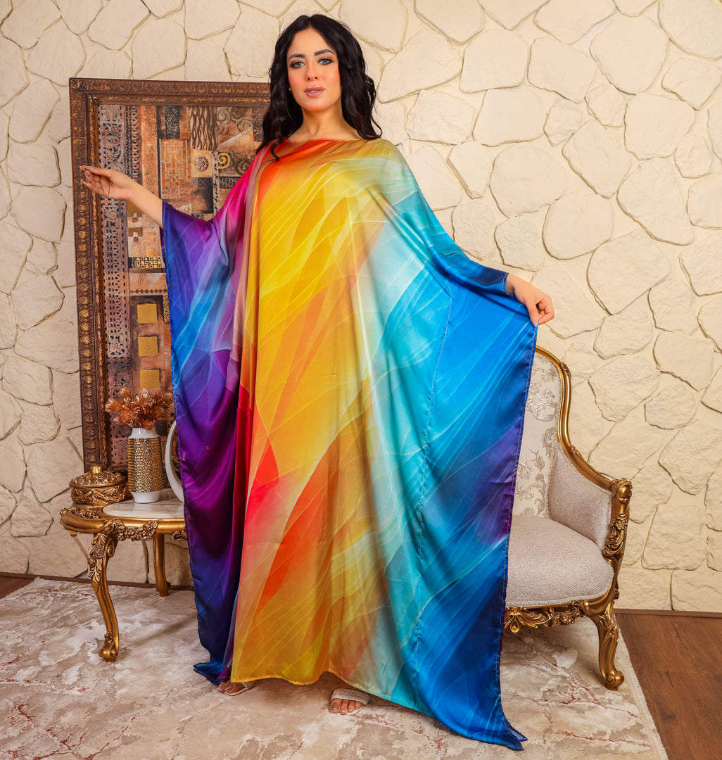 Dubai  Silky Satin Jalabiya - Printed