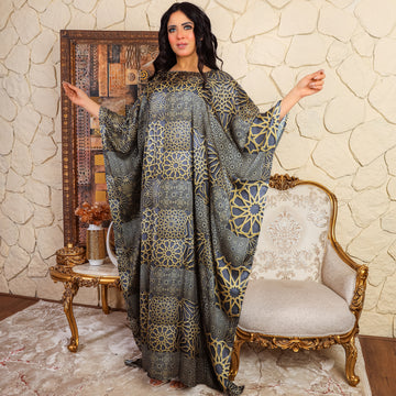 Dubai Silky Satin Jalabiya - Printed