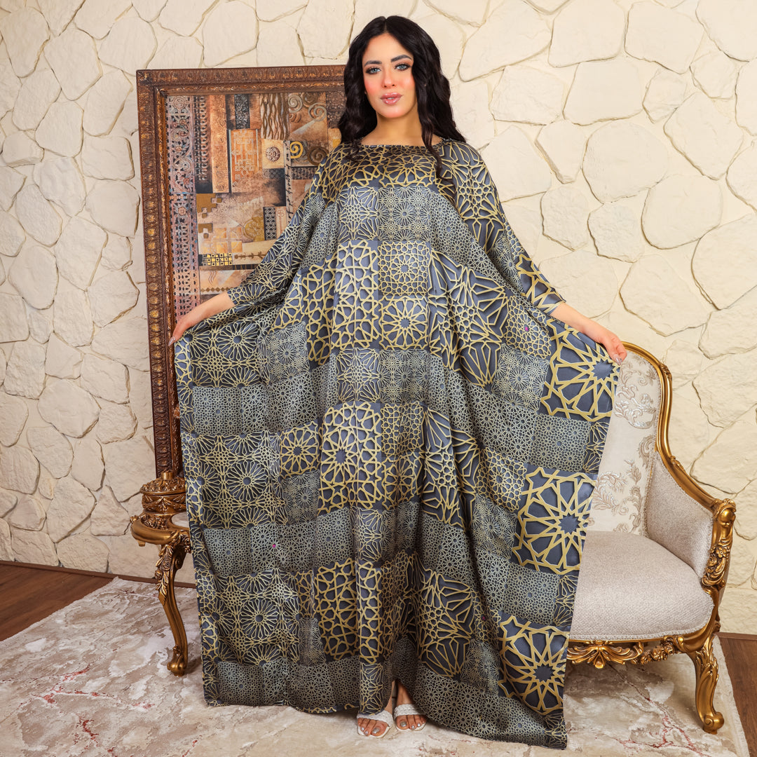 Dubai  Silky Satin Jalabiya - Printed