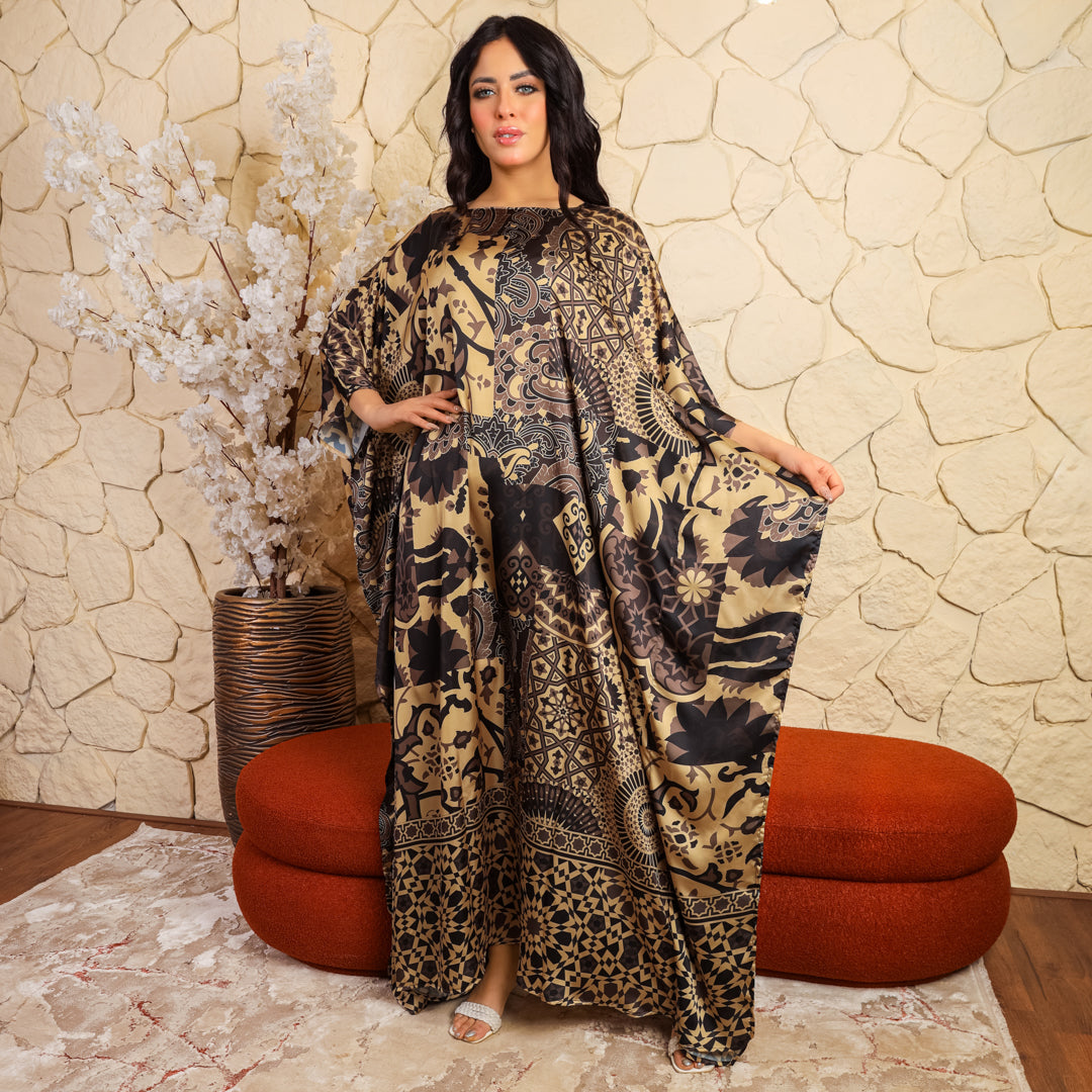 Dubai Silky Satin Jalabiya - Printed
