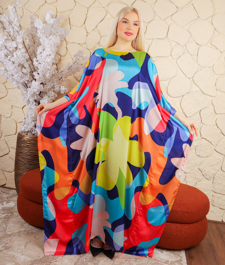 Dubai Silky Satin Jalabiya - Printed