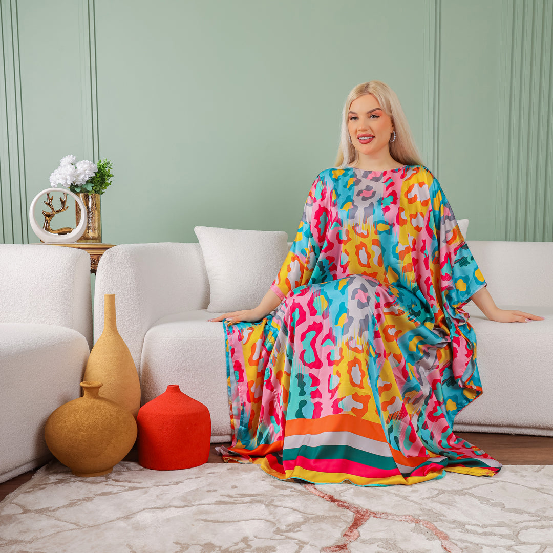 Dubai Silky Satin Jalabiya - Printed