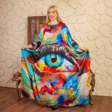 Dubai Silky Satin Jalabiya - Printed