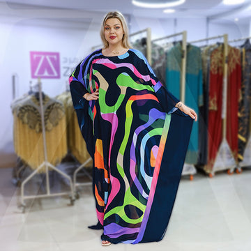 Dubai  Silky Satin Jalabiya - Printed