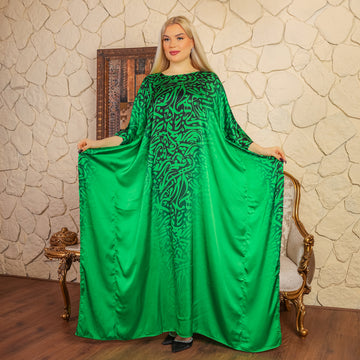 Dubai Silky Satin Jalabiya - Printed