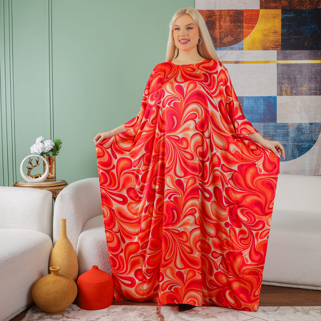 Dubai Silky Satin Jalabiya - Printed