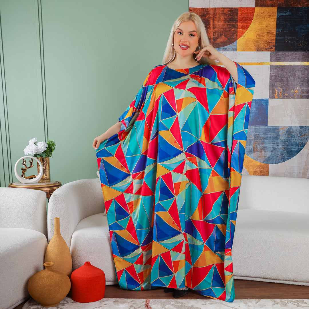 Dubai  Silky Satin Jalabiya - Printed